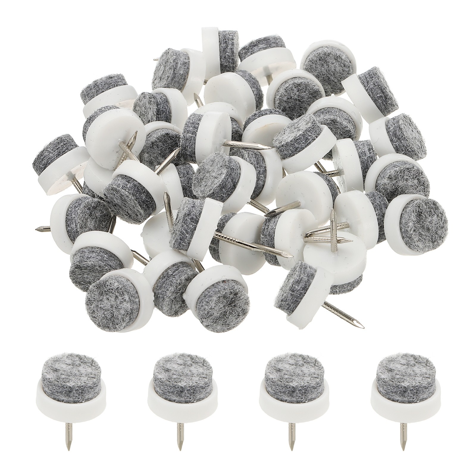 72 Pcs 17 mm Nail-on Felt Pads, Round Felt Furniture Sliders Pads, White