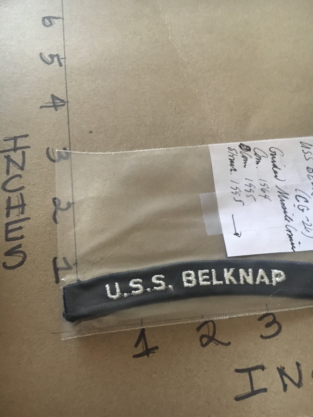 US NAVY SHOULDER STRIP TAB *** rocker *** Patch USS Belknap