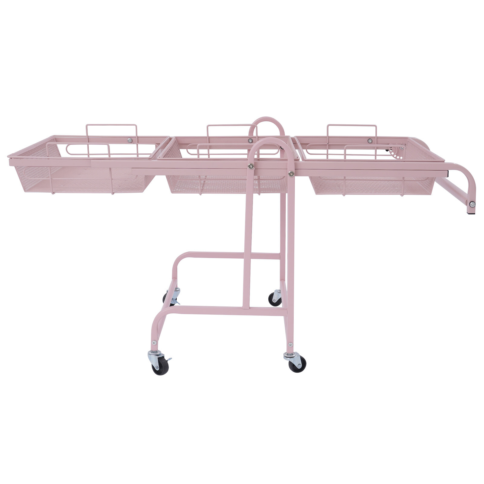 3-Tier Adjustable Metal Rolling Utility Cart, Movable Storage Cart for Kitchen
