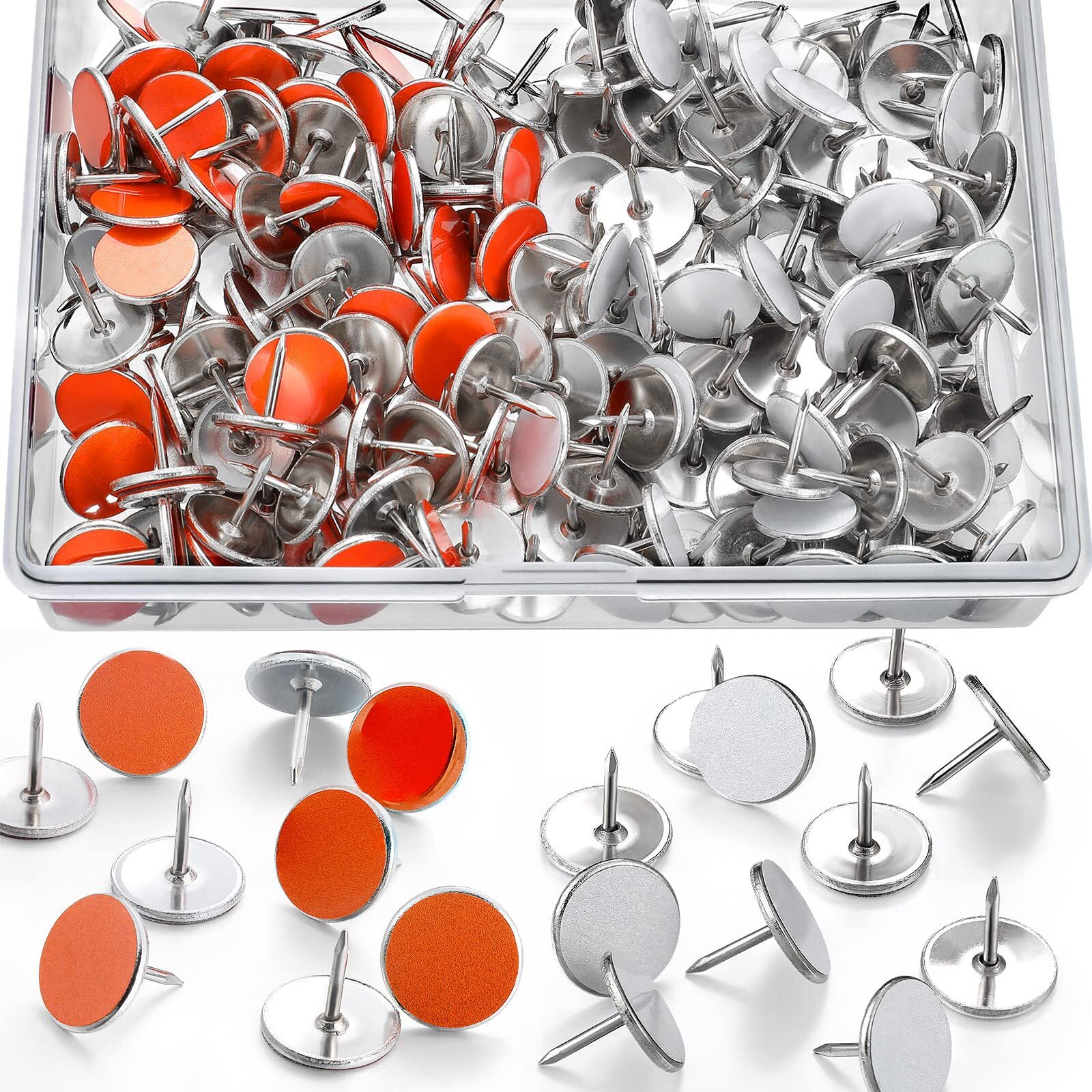 200 Pack White & Orange Reflective Tacks Trail Marking Tacks Glow Tacks