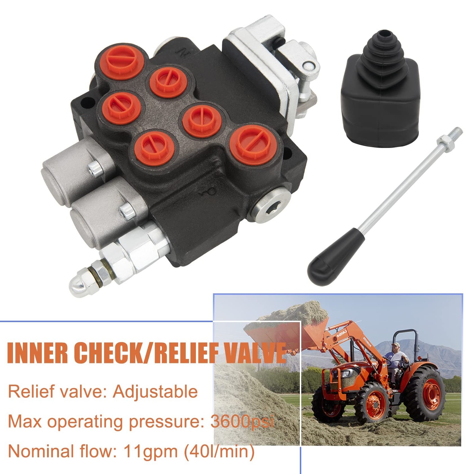 Hydraulic Valve 2 Spool, Hydraulic Directional Control Valve, 11GPM Hydraulic...
