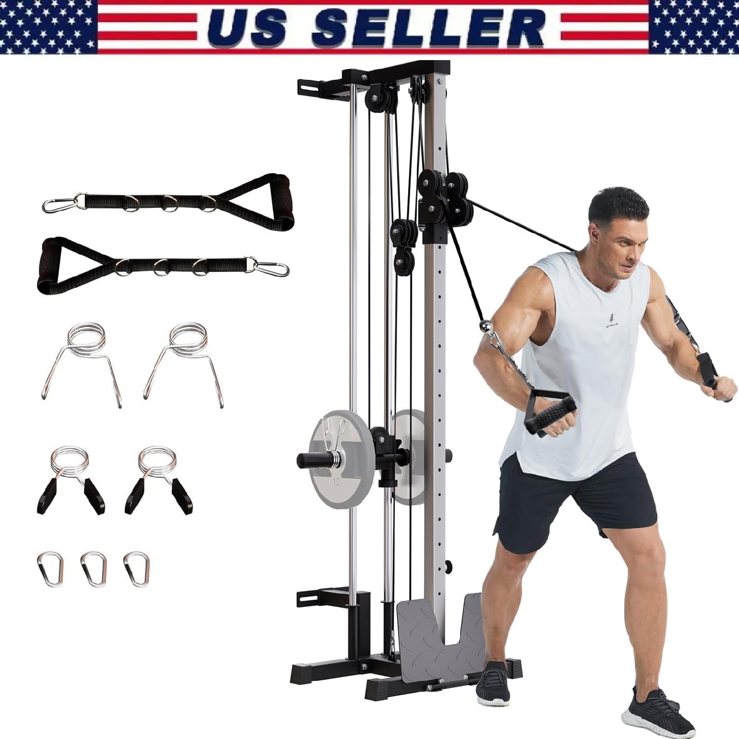 Wall Mount Cable Machine, LAT Pulldown Machines Cable Crossover Machine Home Gym