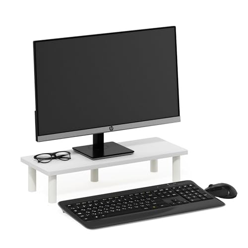 TURN-N-TUBE Monitor Stand Riser, Monitor Riser, 23.6"W Rectangle White/White