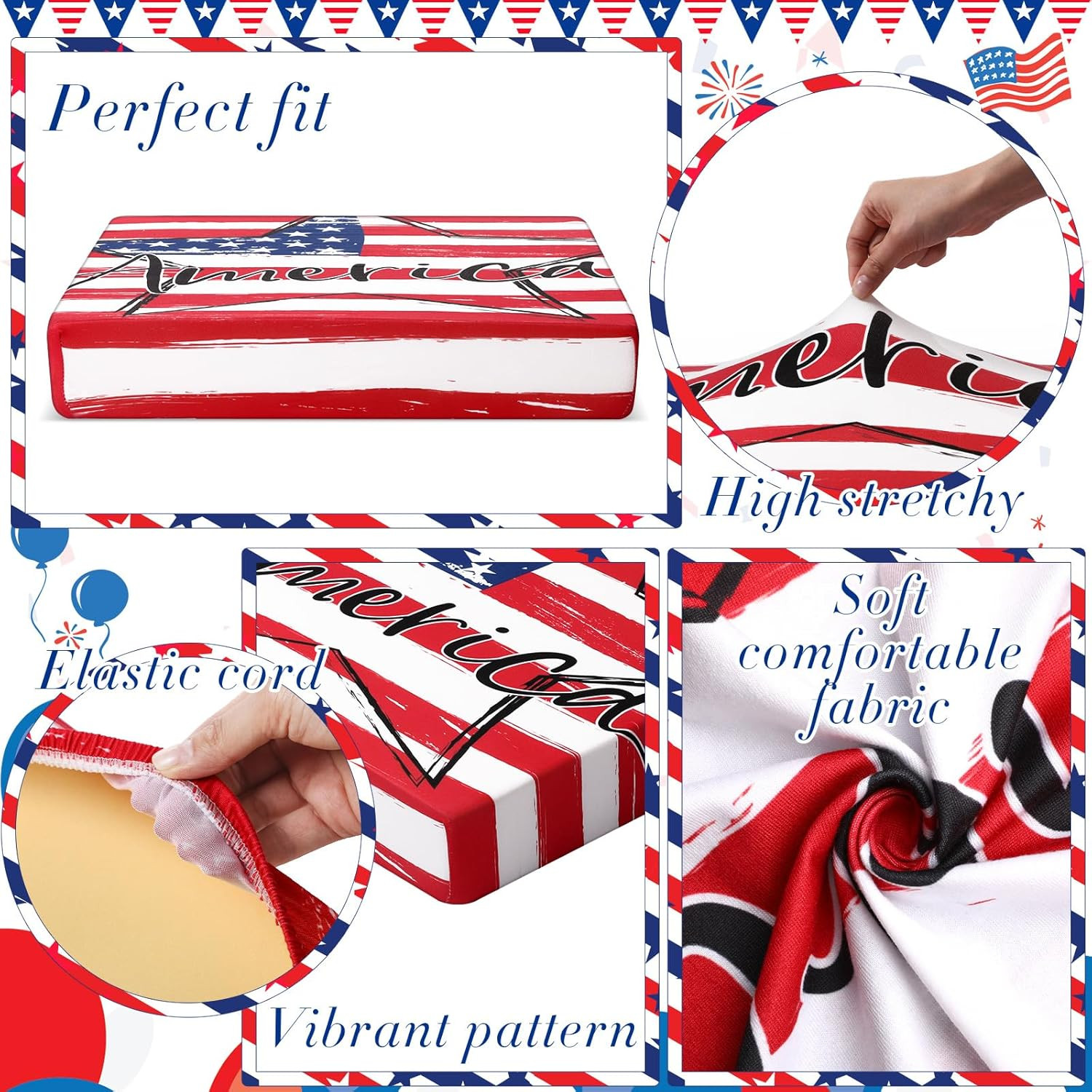 8Pcs Patio Cushion Covers Stretch Outdoor Cushion Cover Replacement for Patio Fu