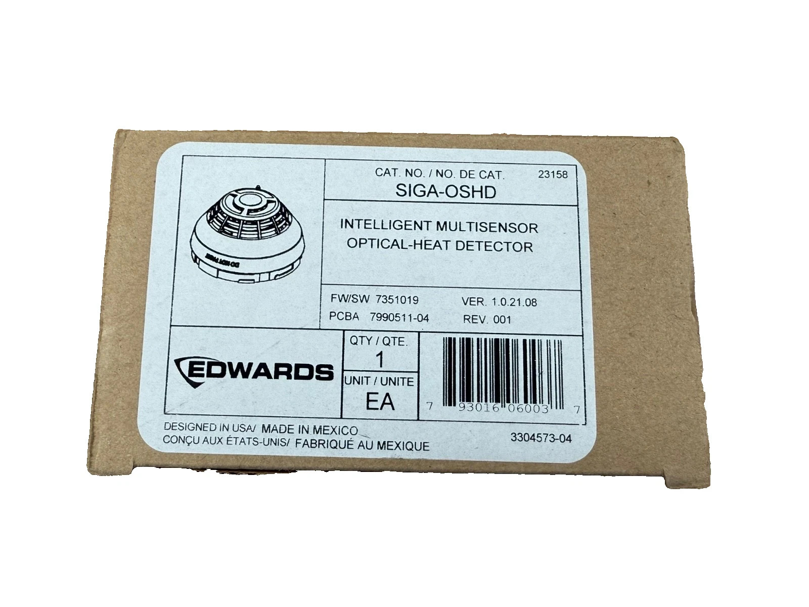 Pack of four EST Edwards SIGA-OSHD Intelligent Multisensor  Heat Detector