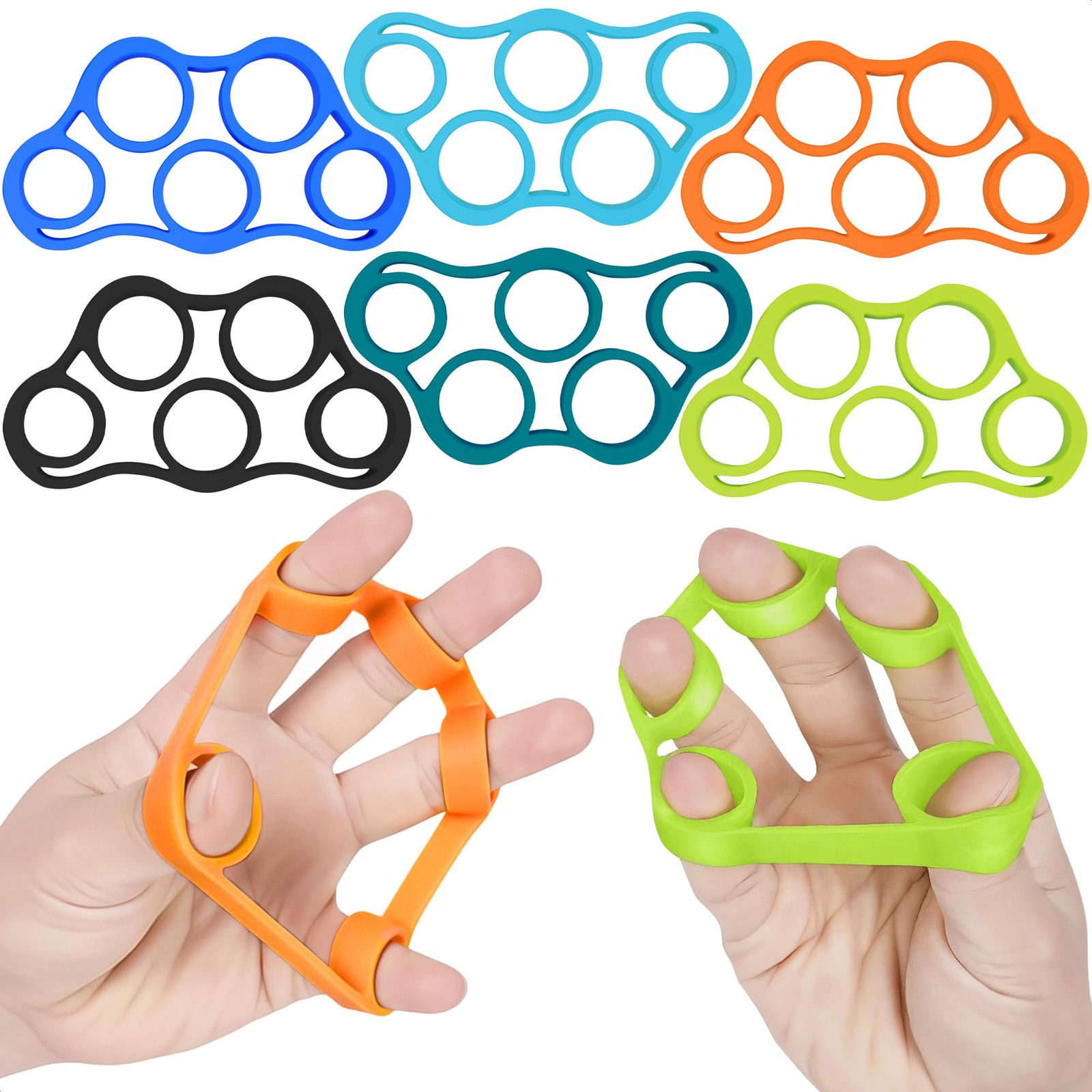 6 Pcs Silicone Finger Extension Bands with 3 Resistance Levels
