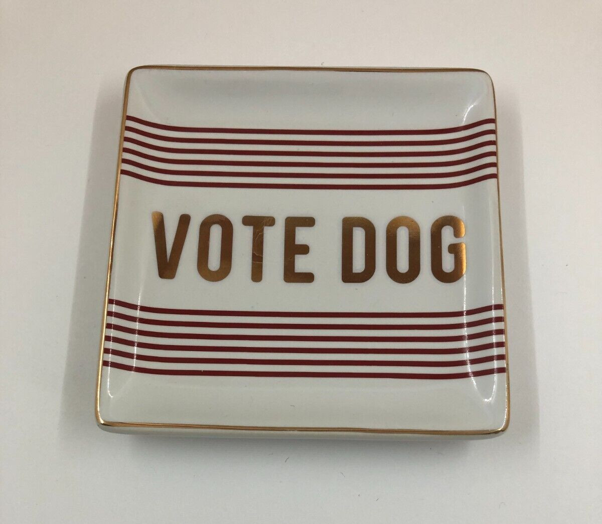 VOTE DOG Doghaus Trinket Dish, 4 inches square