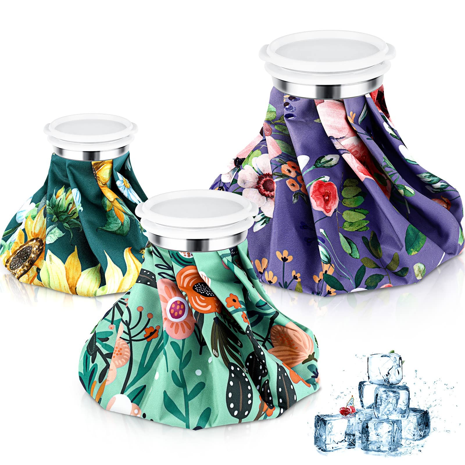Nuanchu 3 Pieces Ice Bags for Injuries 6 Inch, 9 10 Flower Style