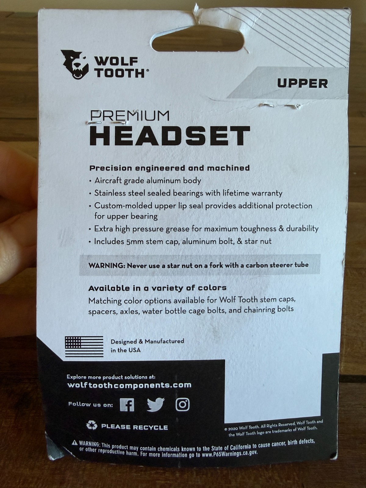 Wolf Tooth Premium Headset - EC34/28.6 Upper, 16mm Stack, Raw Silver