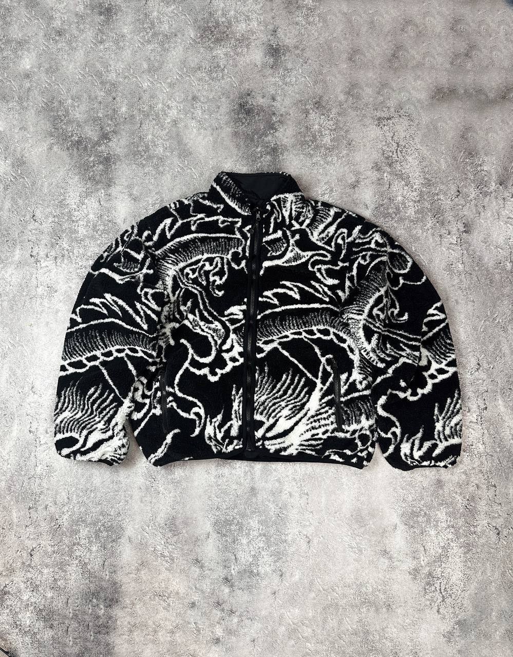 Stussy Dragon Sherpa Jacket Black And White Double-Sided Street Wear Y2K Sk8