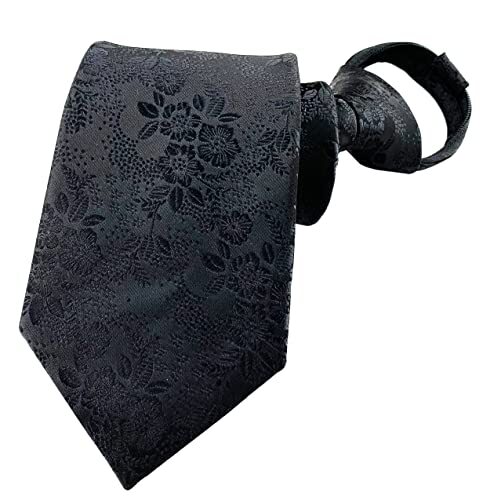 Men's Lot 6 PCS Classic Zipper Ties Pretied Solid Color One Size I/Black