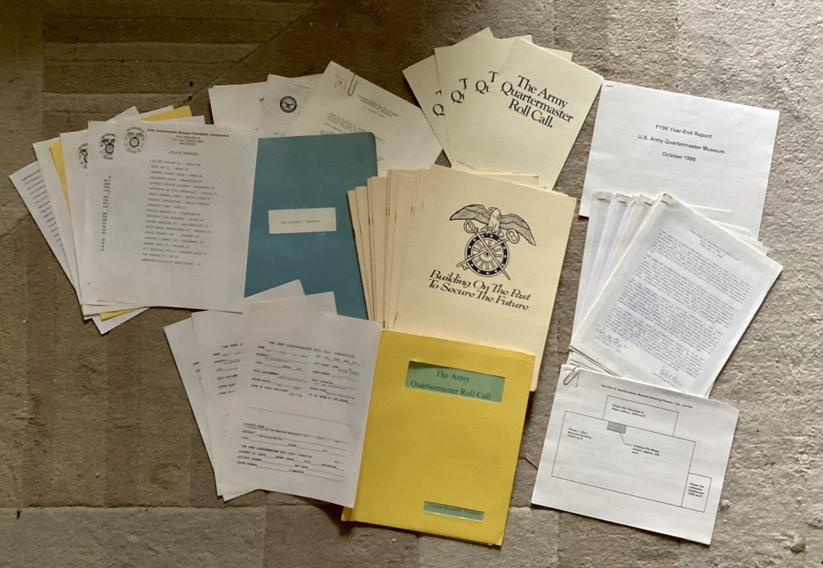 VTG US Army Lot, Quartermaster Roll Call, Gen. Thompson, Autographs, 1980+ & F/U