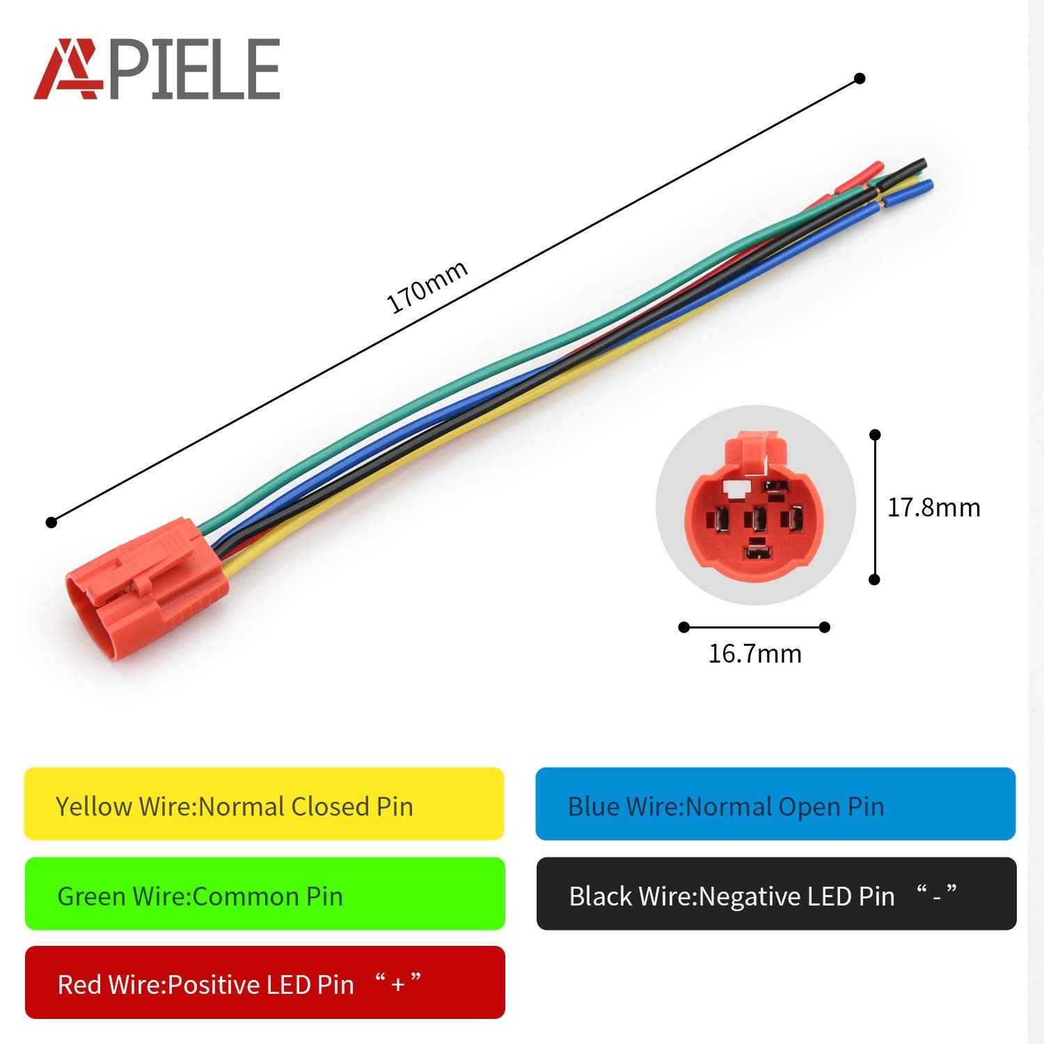 APIELE 16mm Latching Push Button Switch 12V DC On Off Black Shell