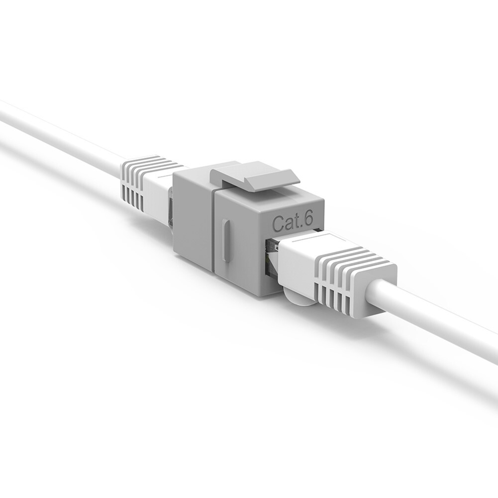 RJ45 Cat6 Keystone Jack Network LAN Ethernet Snap-In Inline Coupler RJ-45 Gray