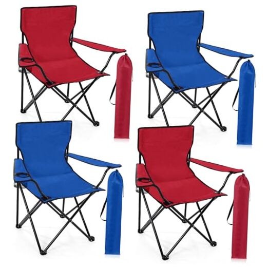 Pcs Folding Camping Chairs with Cupholder and Carry Bag Regular Size 4 Elegant