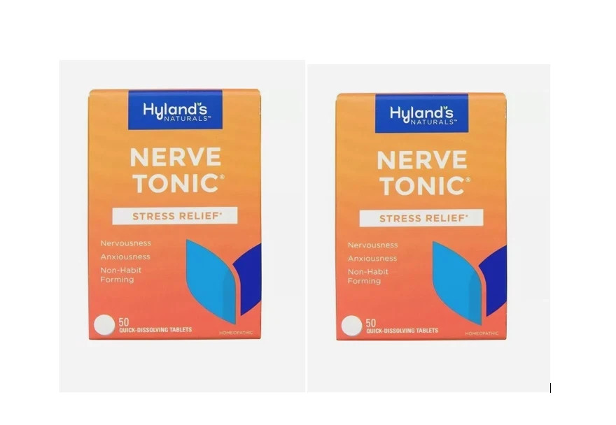 2 PACK Hyland's Nerve Tonic Stress Relief - 50 Quick Dissolve Tablet - Exp 8/28