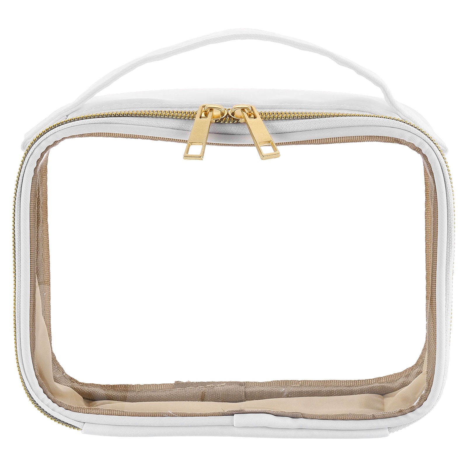 Clear Toiletry Bag PVC Clear Makeup Bag with Handle, White