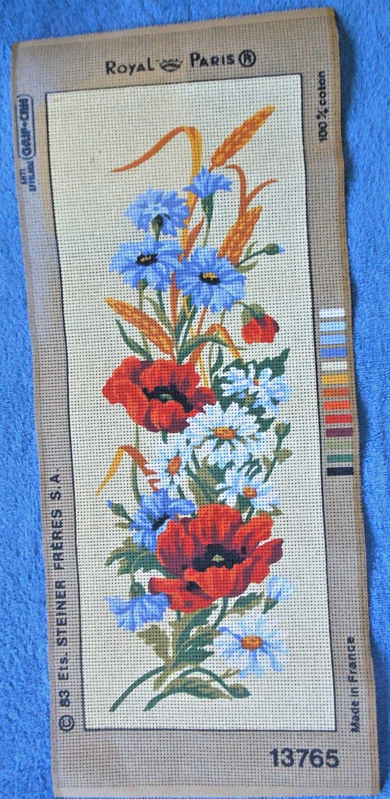 Poppy Daisies Cornflowers WildFlowers Canvas Royal Paris Needlepoint + Yarn Code