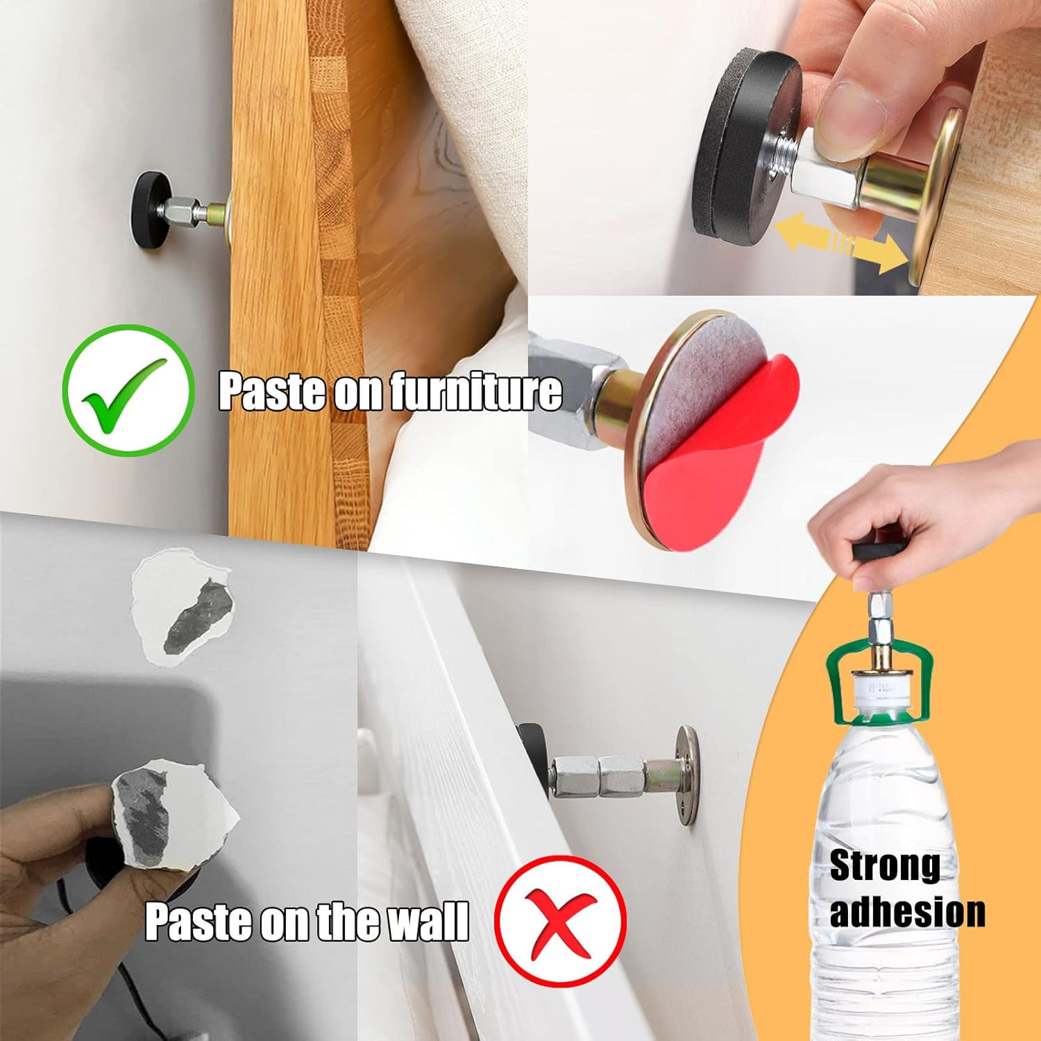 4 Pack Headboard Stoppers, Adjustable Bed Noise Stopper for Wall, Bed Frame Post