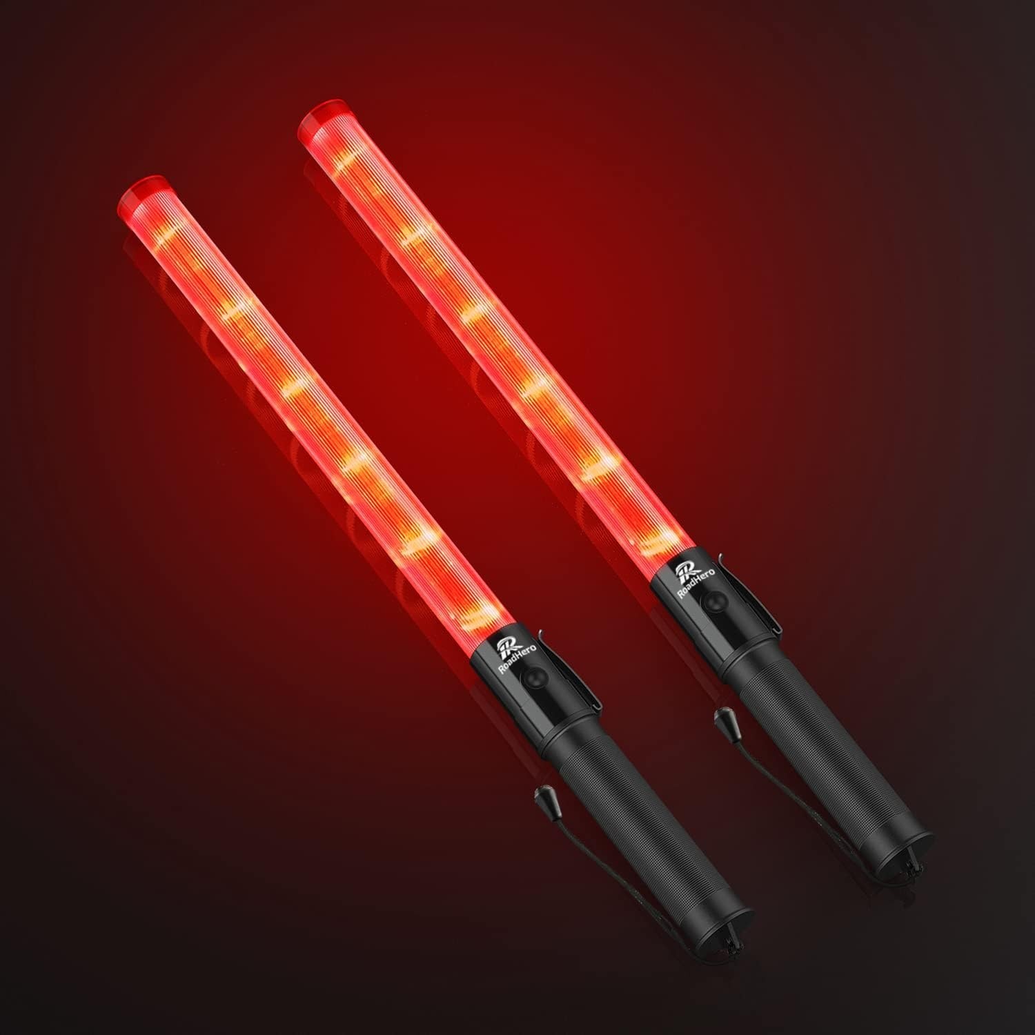 2 Pack Traffic Wand 21 Inch Led Traffic Control Wands with 2 Flashing Modes