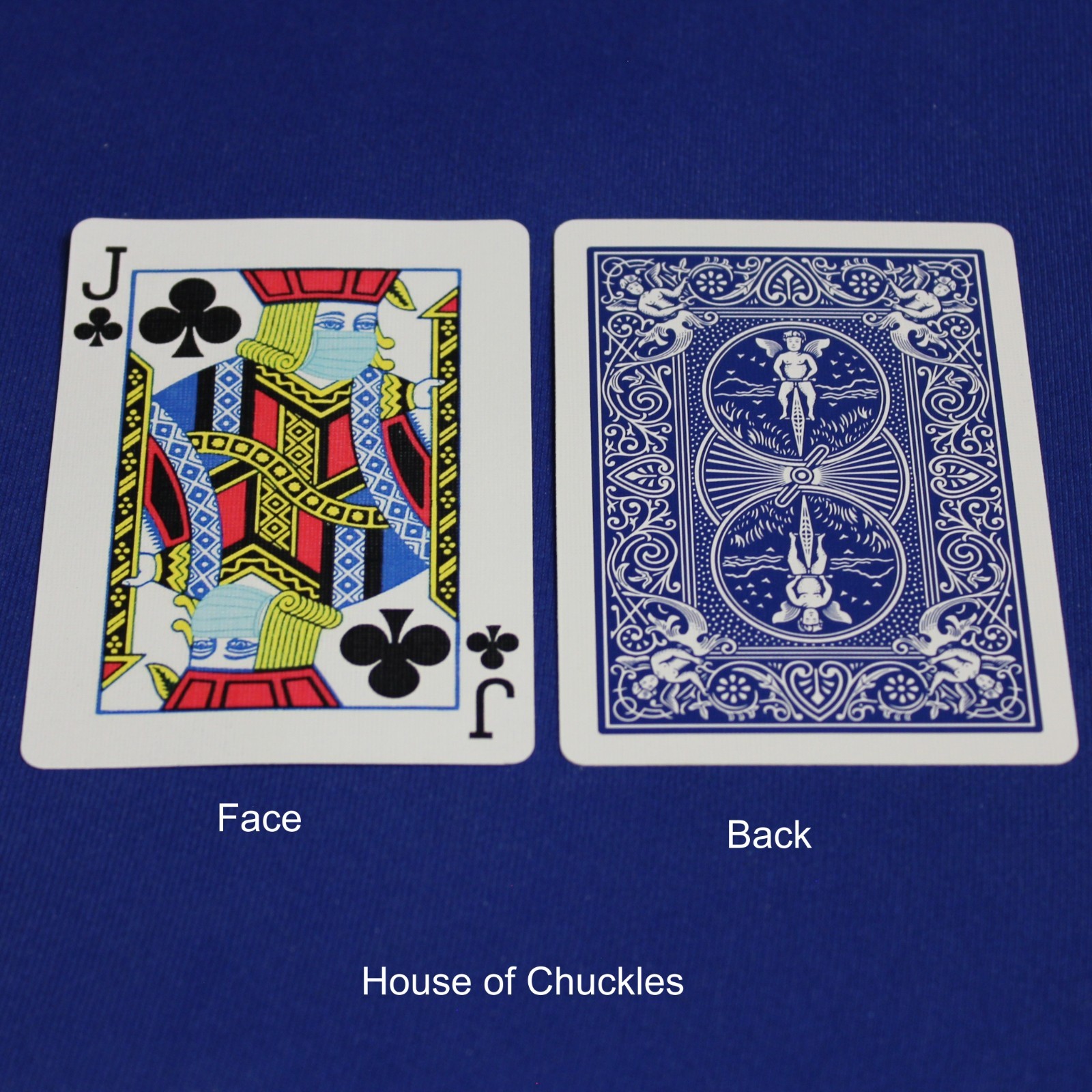 Covid Masked Jack of Clubs, Bicycle Printed Gaff Card, Blue