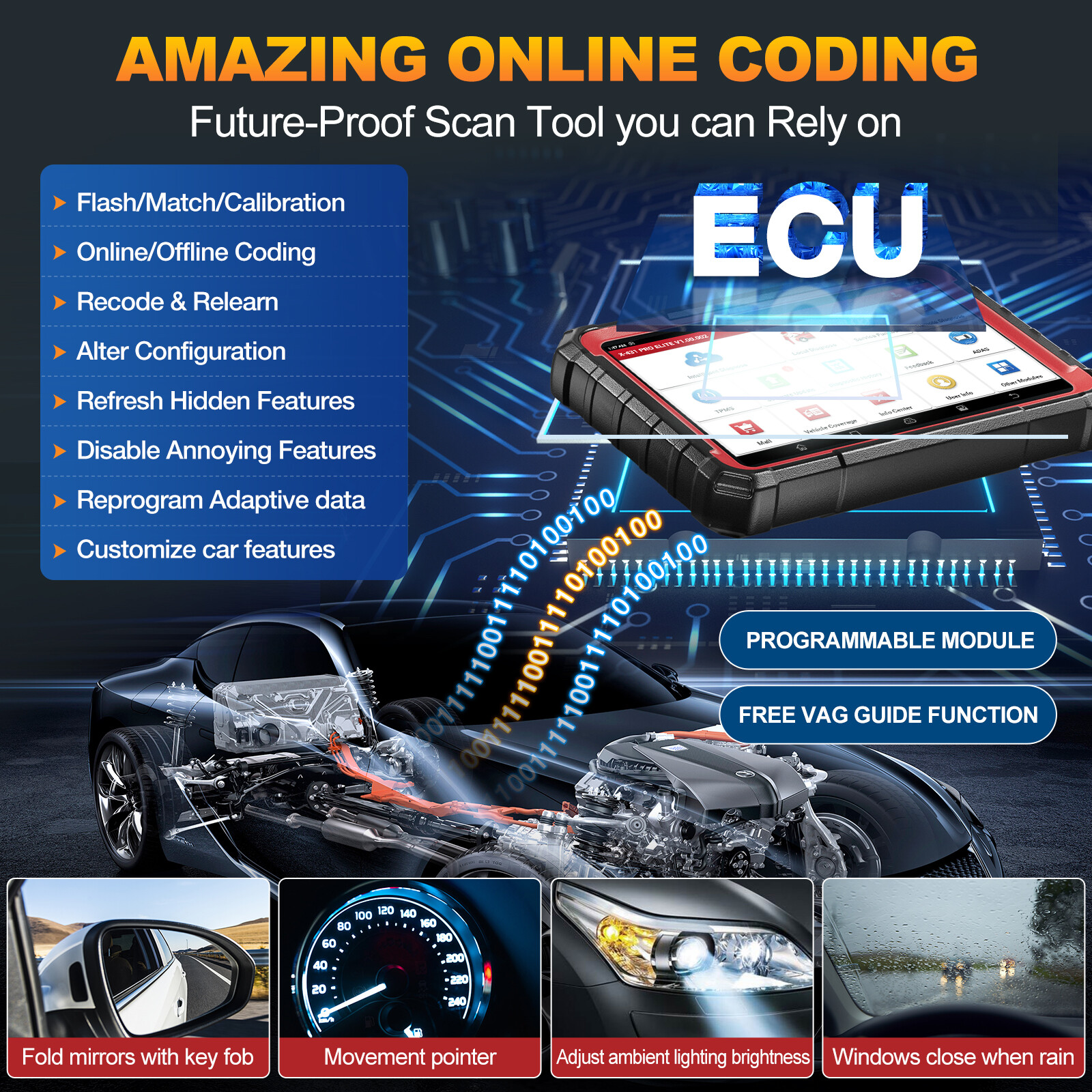 LAUNCH X431 Pro Elite V+ Pro3S+ Bidirectional Car Diagnostic Scanner ECU Coding