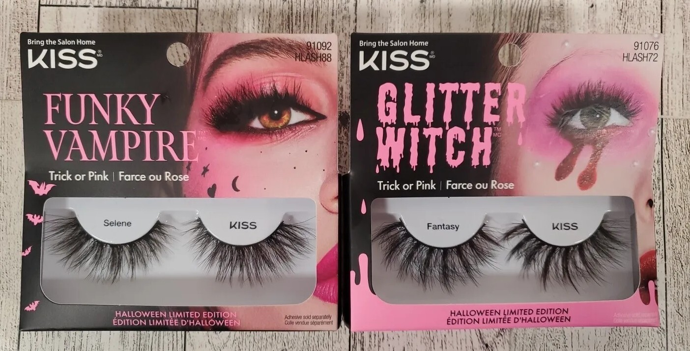 Kiss Glitter Witch & Funky Vampire Eyelashes Halloween Lot of 2 Limited Edition