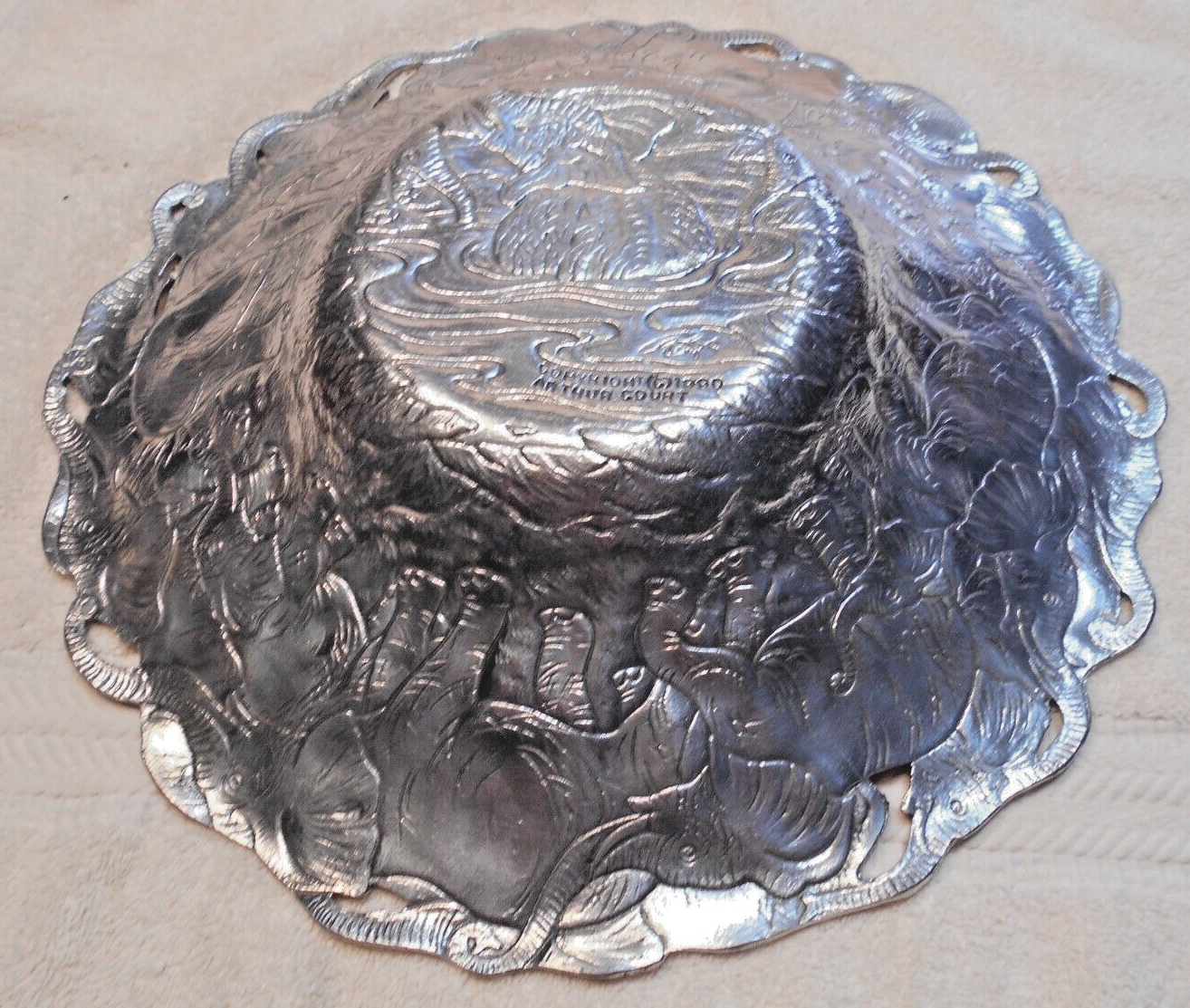 Arthur Court Silverplate Elephant Design Large Bowl, 1990