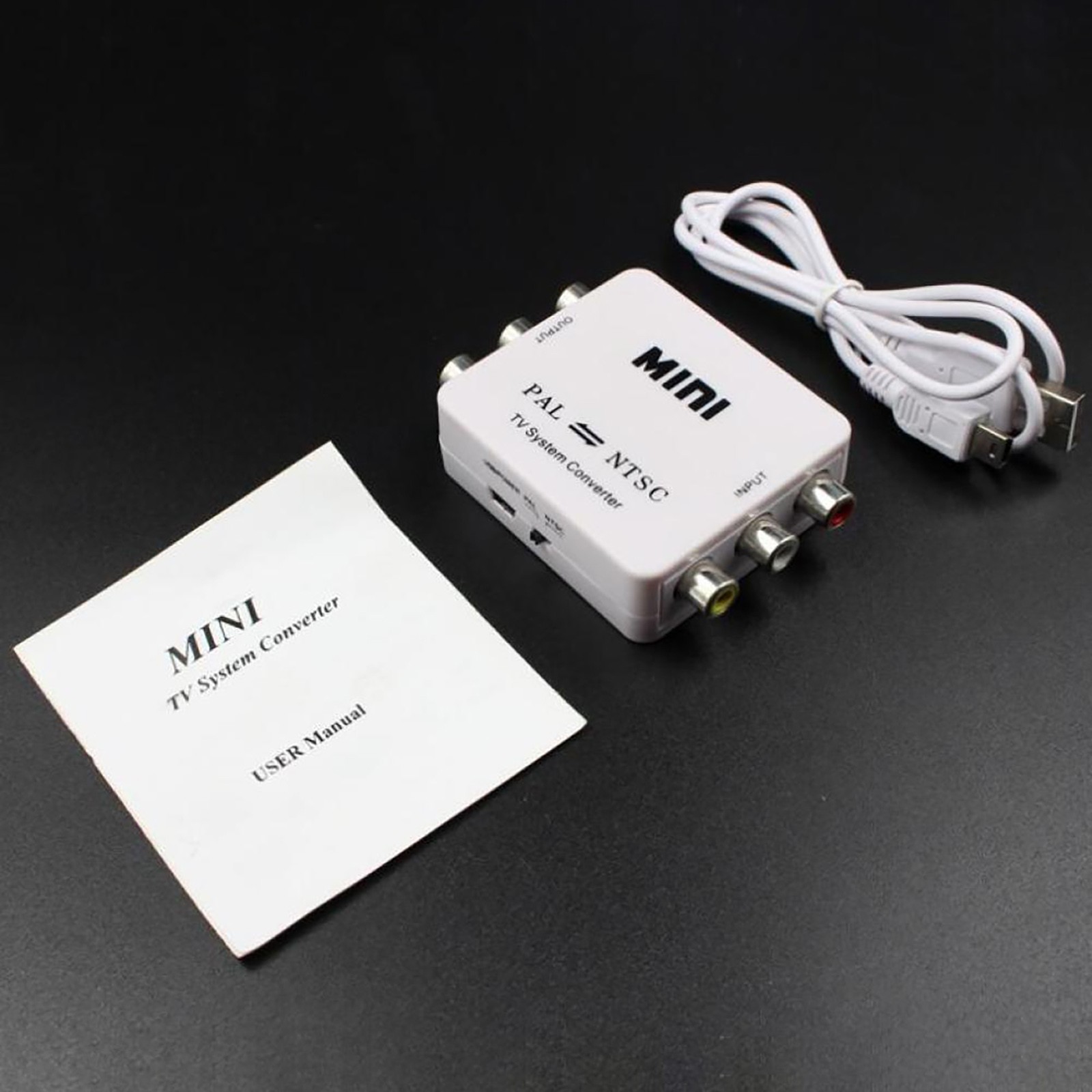 Dual-Way 3 RCA TV System Converter Format Video USB Powered PAL NTSC Converter J
