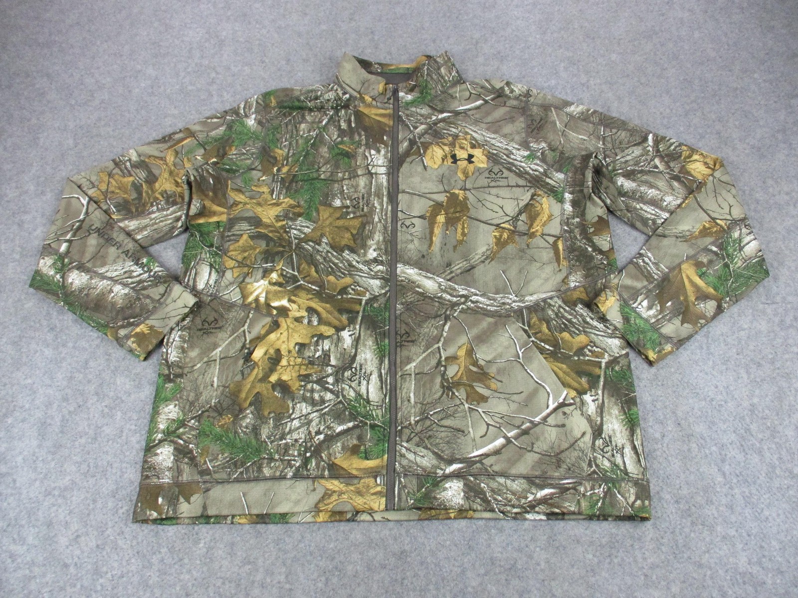 Under Armour Jacket Mens 2XL Brown Realtree Camo Threadborne Hunting Zip Coat