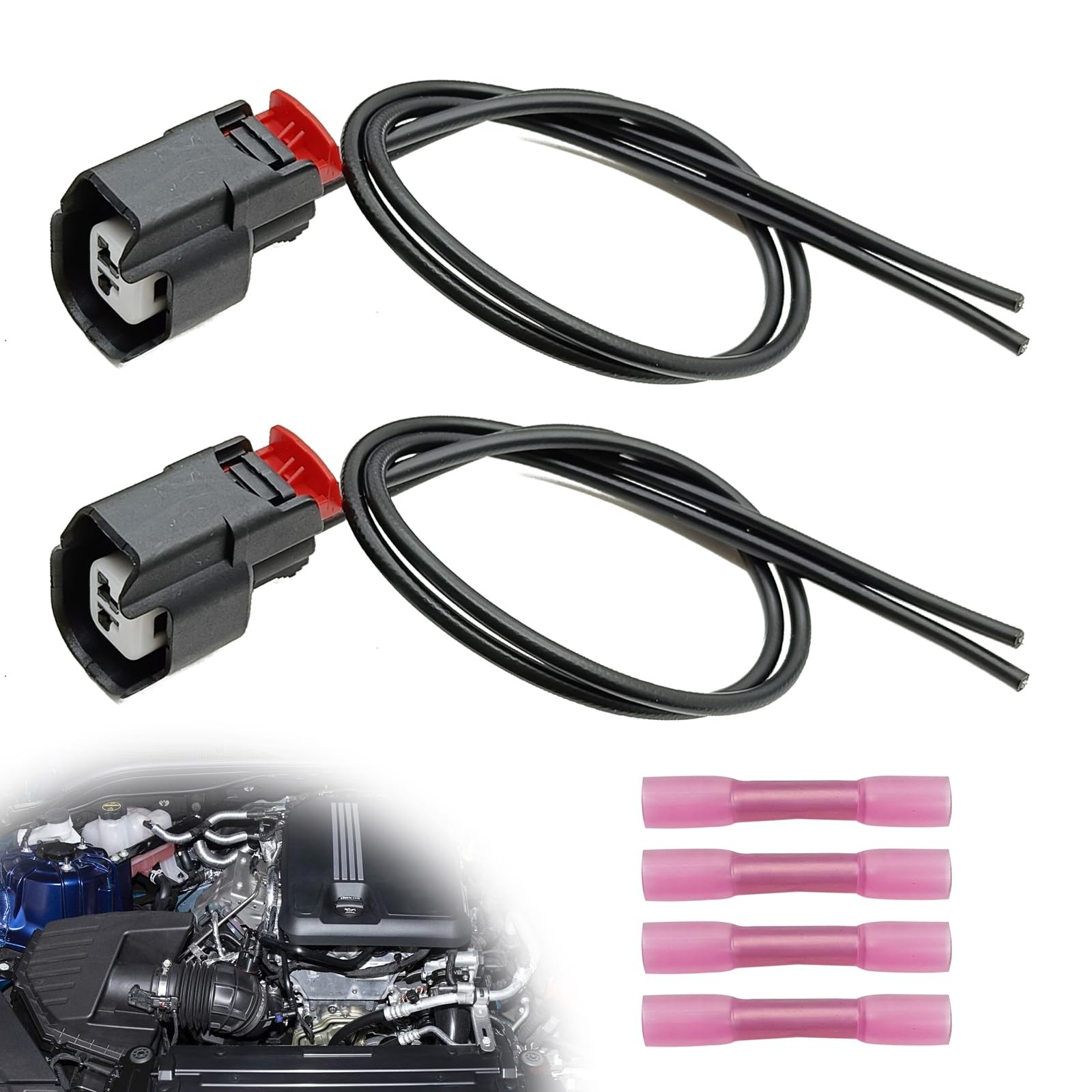 2Pcs ABS Wheel Speed Sensor Wiring Harness Connector Pigtail Plug Compatible