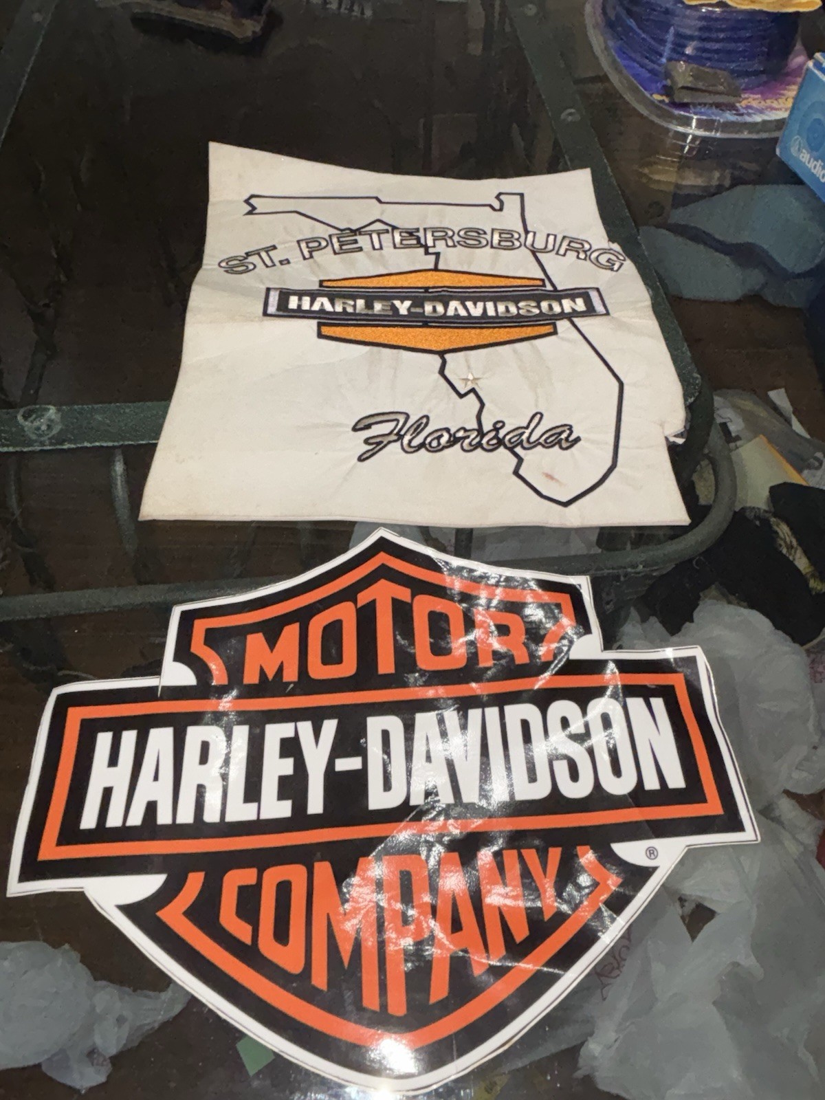 Vintage Large Harley Davidson Motorcycles St Petersburg Fl Back Patch & Sticker