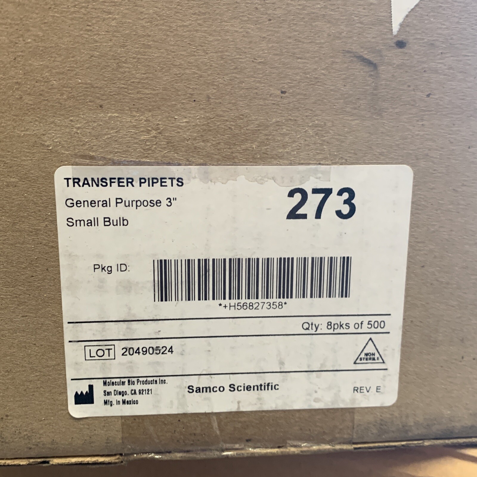(500-Pack) Samco 273 General Purpose 3" Transfer Pipets 0.9mL Draw, 1.8mL Volume