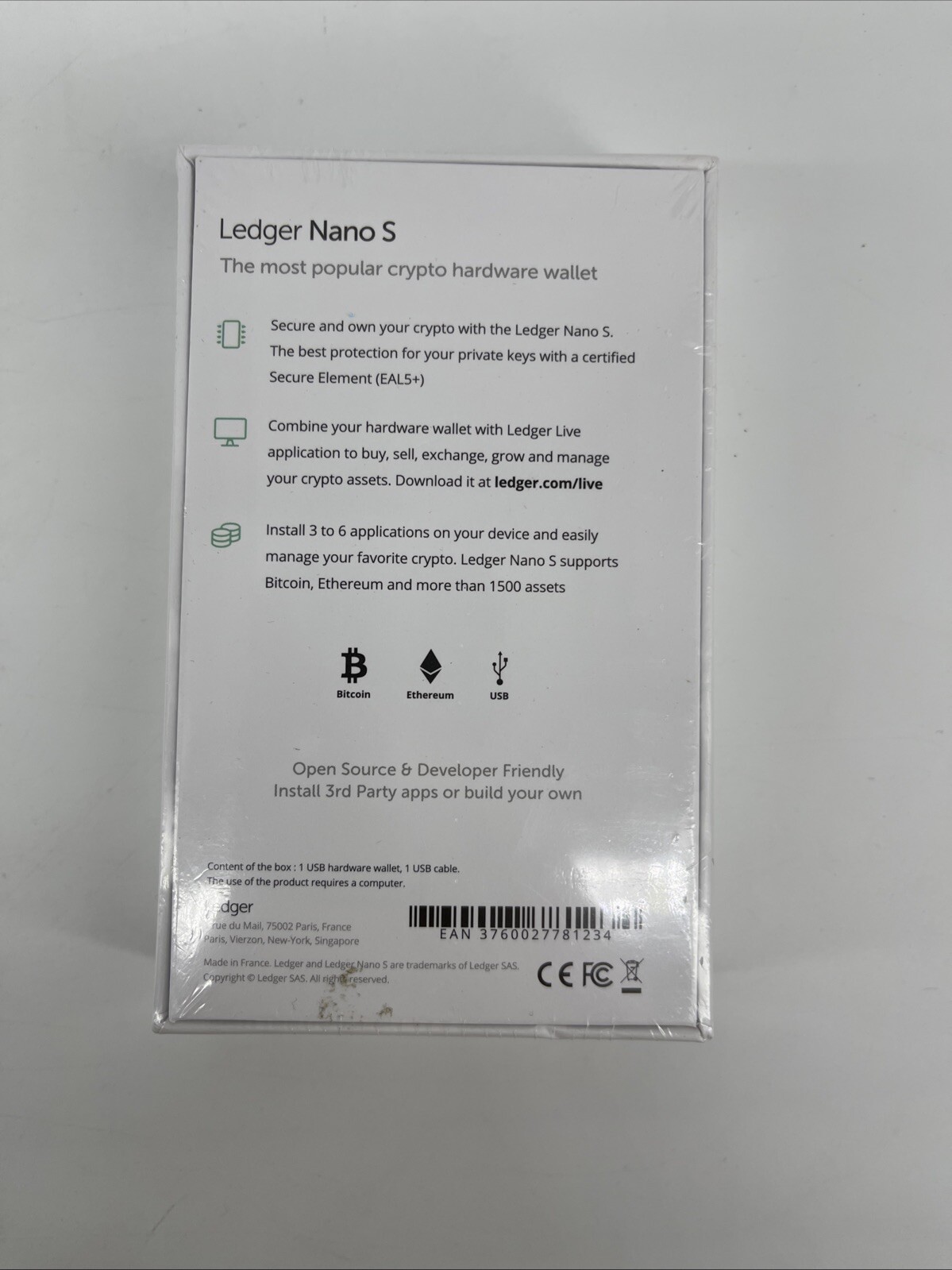 Ledger Nano S Cryptocurrency Hardware Wallet