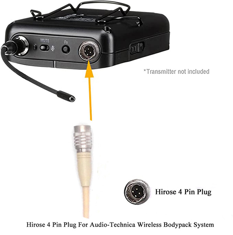 Headset Headworn Microphone For Audio Technica Wireless System With Hirose 4-PIN