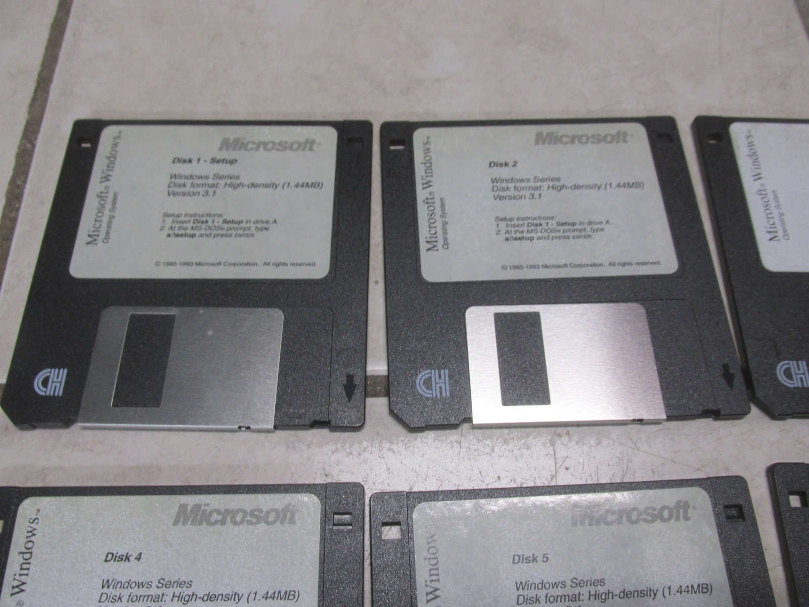 Microsoft Windows Operating System 1-6 Floppy Disks 1993 Version 3.1