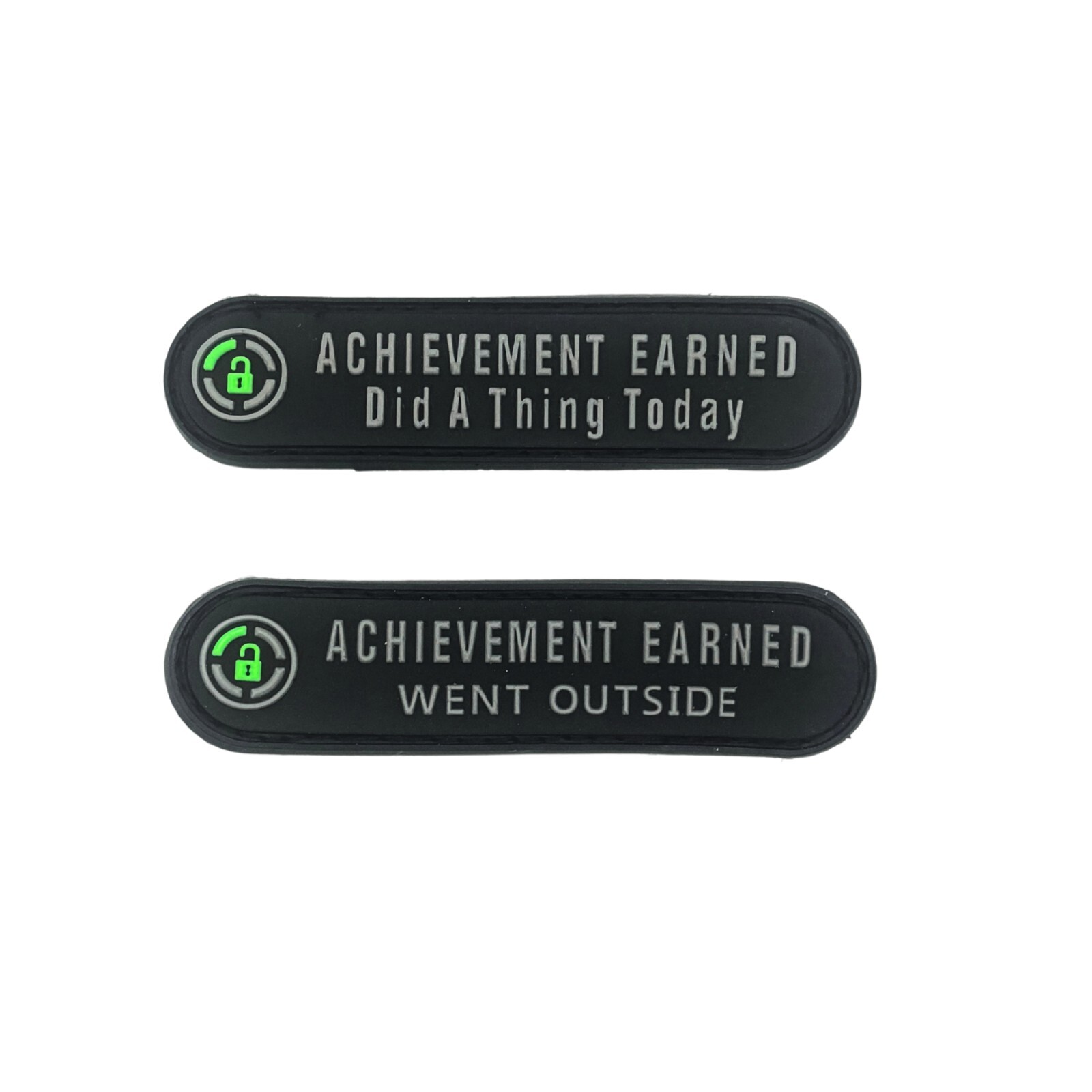 Achievement Earned 2 Piece Funny Patches  (PVC Hook - 3.5 X 0.75 -WY4,WY5)