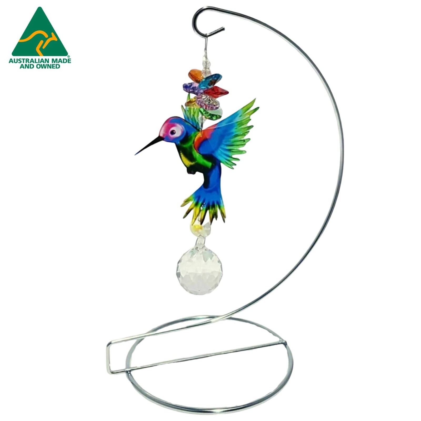 Rainbow hummingbird crystal suncatcher gift with stand, suncatchers sun catcher