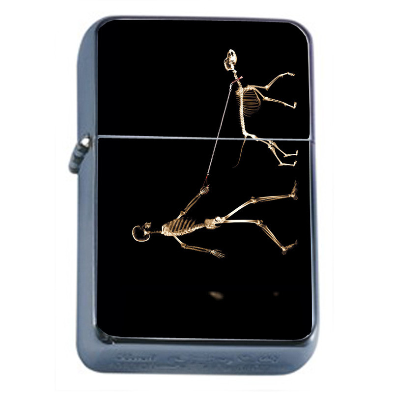 Skeleton Dog Walk Em1 Flip Top Oil Lighter Wind Resistant