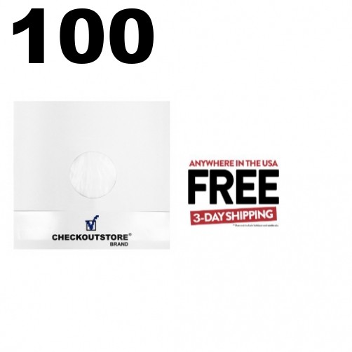 100 Paper Record Polylined Hole for 12" Vinyl 33 RPM Inner Sleeves **1-3 DAYS