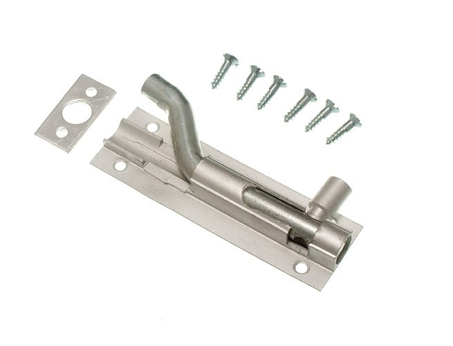3 X SAA Brushed Aluminium Door Sliding Bolts Swan Neck 100mm 4 Inch - NEW Onesto