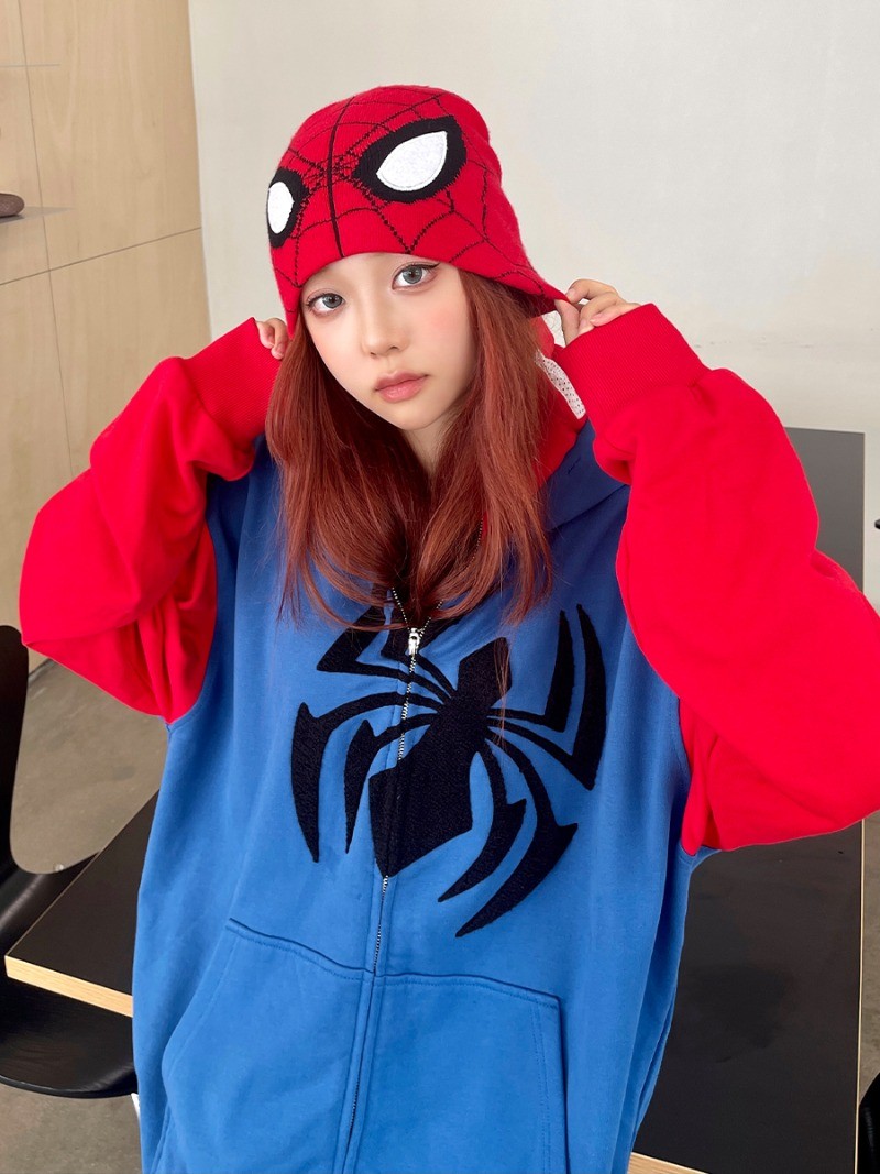 Autumn Winter Fashion Red Spider-Man Knitted Beanie Hat for Men Women Gift Cool