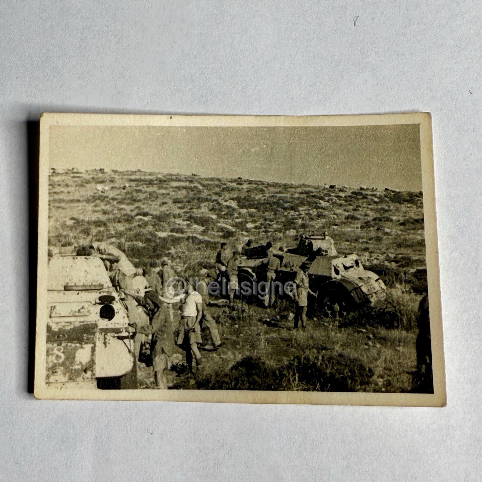 Original WWII Italian Photograph Armored Cars In Tunisia