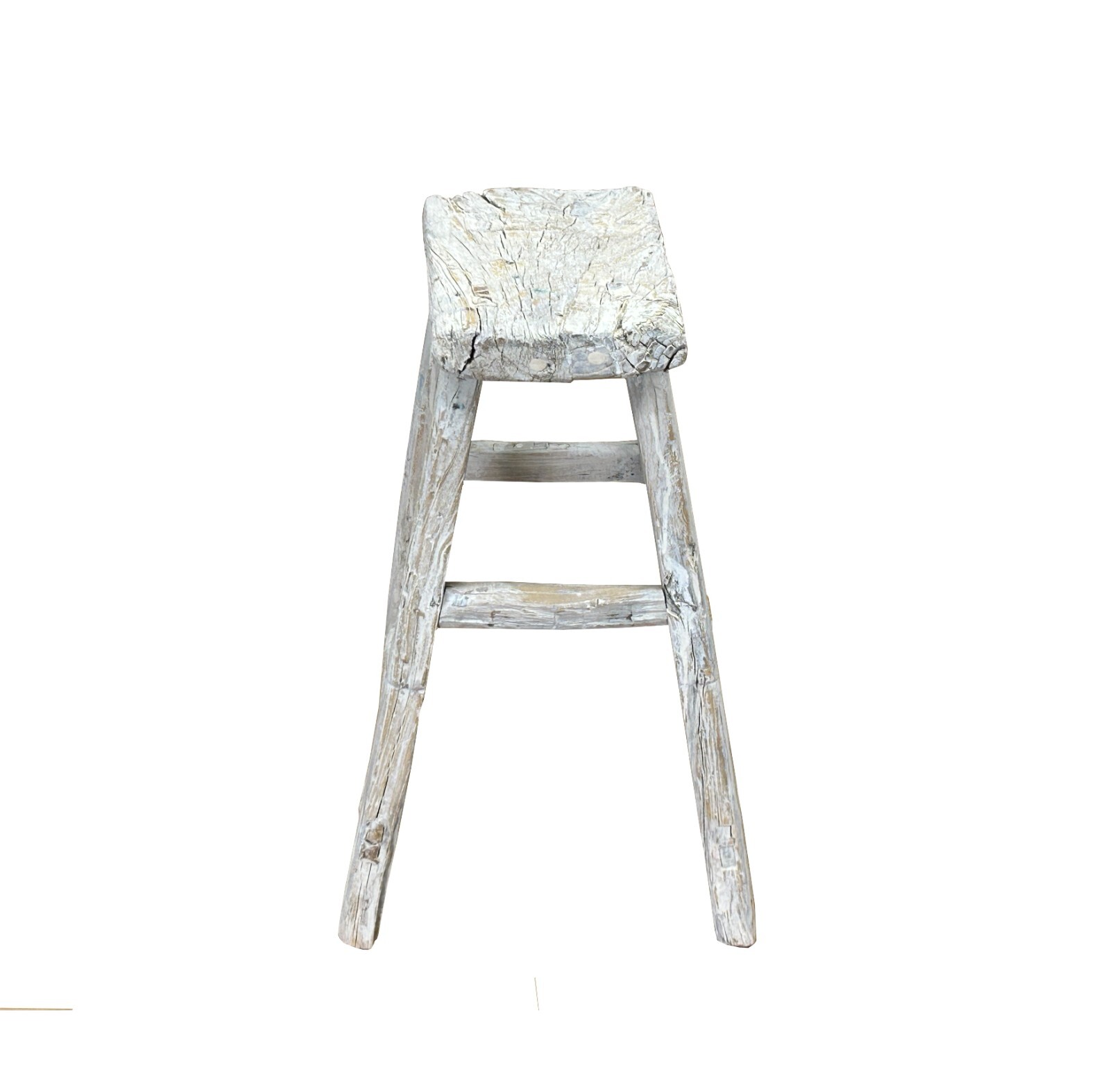 Rustic Raw Rough Wood Grain Rectangle Slim Stool Bench Side Table ws4594