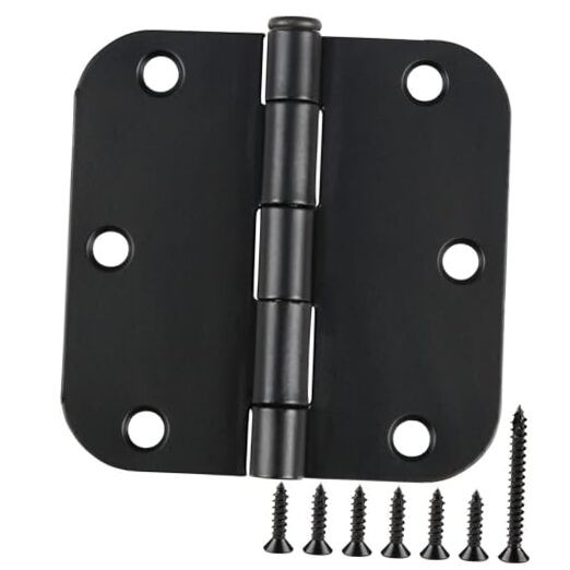24 Pack Rounded Matte Black Door Hinges 24 Pack-no squeak Matte Black-Rounded