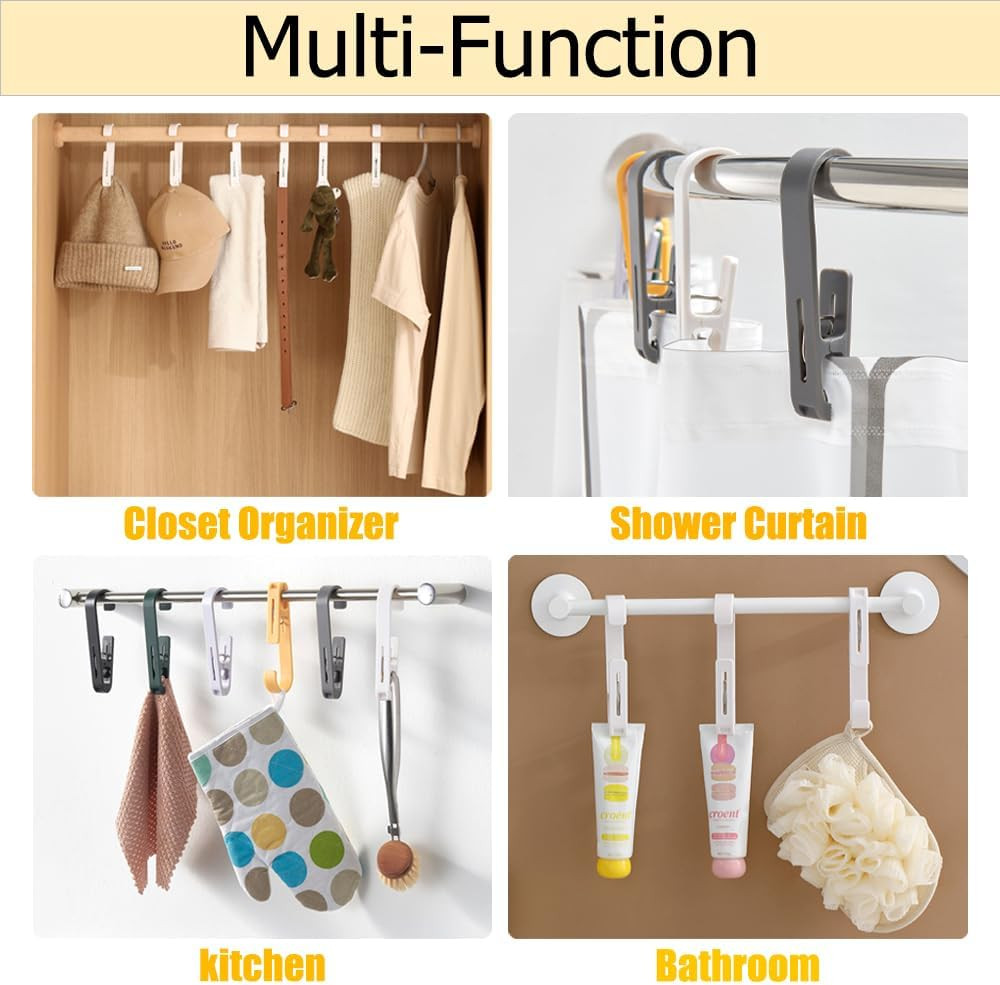 6Pcs Laundry Hooks with Clips Hanger Closet Organizer Clamps Hanging Socks Boot