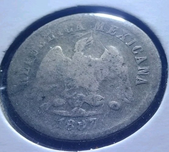 1887 ZZ Mexico 10 Centavos - Silver - Low Mintage Mexican Coin