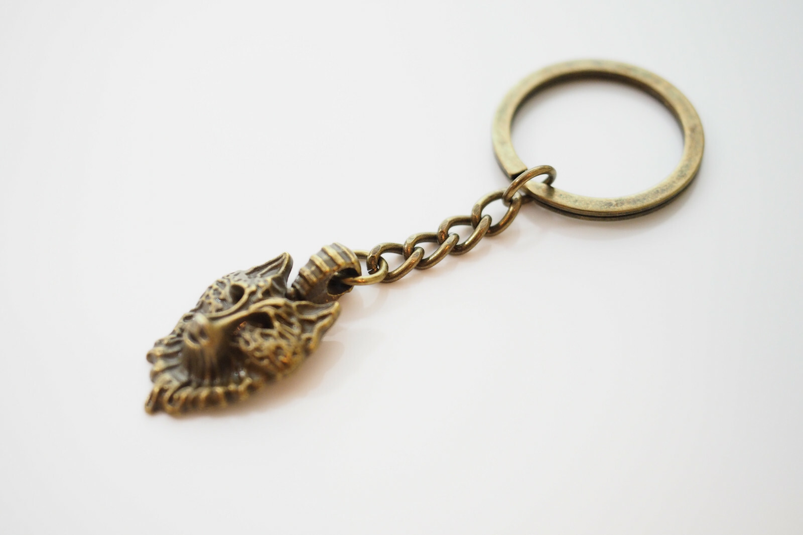 Vintage Wolf Head Bronze Pendant Keychain Gift Key Chain
