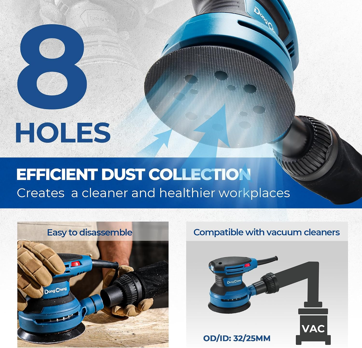 5-Inch Random Orbital Sander 3.2A 12800OPM Electric Palm Sander, 6 Variable Spee
