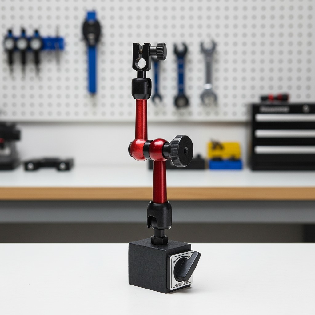 Versatile 3-Joint Magnetic Base Holder with ON/OFF Control for Dial Indicators
